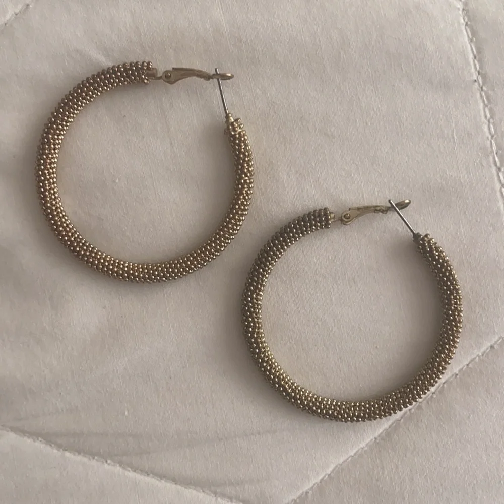 Textured Gold Hoops - Picture 3 of 3